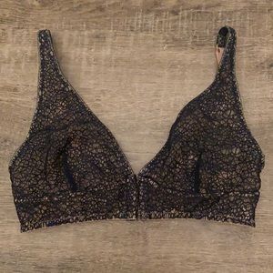 NWOT Addiction Blue/Tan Lace Bralette, Small